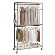 Steel Garment Rack with Adjustable Shelves for Clothes and Shoes Storage