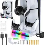 Wall Mount Bracket Charging Dock RGB LED Light for PS5 Slim / PS5 Disc Digital