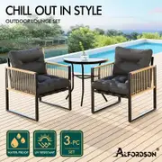 ALFORDSON Outdoor Dining Patio Furniture Bistro Set Table and Chairs Semicircle