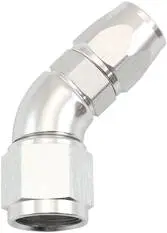 Aeroflow Stepped 45 Degree End -6 Hose to -8AN Reducer Hose End Silveteflon - AF572-06-08DS
