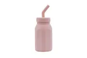 Melii Luxe Silicone Water Bottle w Drinking Straw Beverage Container Pink