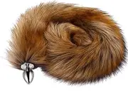 Anal Plug Fox Tail for Women with BDSM Tail Stainless Steel Fox Tail Plug SM Butt Plug BDSM Cosplay Tail Plug Erotic Furry Anal Plug Tail Fox Sex Toy for Men Couples Beginners (S)