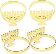 UTHCLO 4pcs Hanukkah Napkin Holders Menorah Shaped Serviette for Chanukah Table Decor Reusable Elegant Design for Holiday Dinner Parties