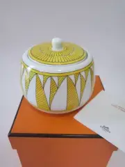 Hermes Soleil D'Hermes Sugar Pot Yellow & White Tableware Porcelain 350ml w/Box