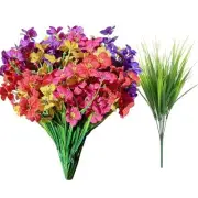 16pcs Outdoor Artificial Flowers UV Resistant Fake Purple Rosy Yellow Red