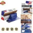 Elegant Disposable Plastic Table Cloth Roll with Slide Cutter - Blue Gold Dots