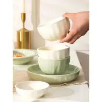 在飛比找ETMall東森購物網優惠-奶油風吃飯碗家用2024新款陶瓷餐具高顏值好看的湯碗吃飯碗單