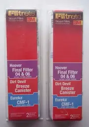 LOT of 2 Filtrete Vacuum Cleaner Filter Hoover Eureka Dirt Devil 2 pack #64810