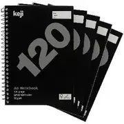 Keji A5 Notebook 120 Page Black 5 Pack