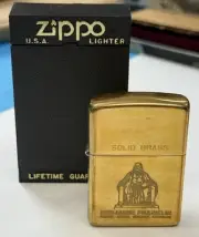 ZIPPO 1932-1990 BENJAMIN FRANKLIN SOLID BRASS LIGHTER UNFIRED IN BOX E166