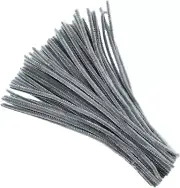 100 Pieces Fuzzy Chenille Stems Pipe Cleaners for Arts and Crafts (Grey)