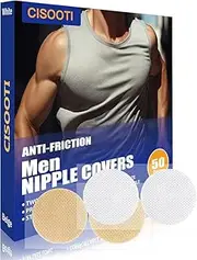 50 Pairs (100 Pieces ) Men's Sports Nipple Cover, Hide Nipple Cover, Nipple Guard, Nipple Tape, Nipple Patches, Anti-Friction Guard, for Nipple Anti-Chafing and Runners Anti-Chafing - Beige White