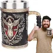 Skull Beer Mug - Reusable Skull Beer Mug | Medieval Stainless Steel Beer Mug | 500ml Stainless Steel Cocktail Mug | Resin Beer Tankard | Ideal for Birthday, Christmas, Thanksgiving | Stylish Pa