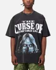 [AMERICAN THRIFT] American Thrift X Goosebumps Cold Lake Heavy T-shirt Vintage Black - Size L L Vintage Black
