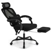 CostwayErgonomic Office Chair High Back Mesh Desk Chair with Retractable Footrest-Black