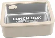 Alipis Stainless Steel Bento Lunch Box with Glass Lid Microwave Safe Portable Food Storage for Office Travel Work Stackable Meal Prep Container