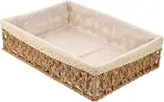 Straw Storage Baskets, Portable Cosmetic Storage Box, Rattan Storage Basket, Sundries Key Cosmetic Storage Bins, Paper Rope Straw Storage Baskets (Beige, 38*28*10 CM)