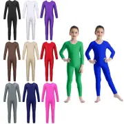 Kids Girls Full Body Unitard Gymnastics Leotard Catsuit Ballet Dance Jumpsuit