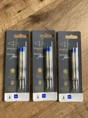 Parker Original Genuine Blue Medium Ball Pen Refills(PKT 2 REFILLS) X 3 PKTS