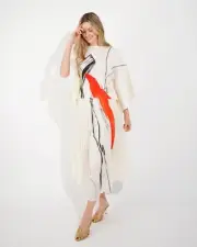 Full pleated Printed top and Midi skirt in White Black