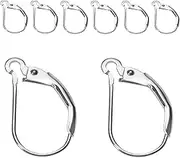 BEADNOVA 925 Sterling Silver Leverback Earring Hooks 8pcs Interchangeable French Ear Wire Lever Back Earwire for Jewelry Making Crafting