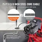 75FT Manual Drain Cleaner Machine Auger 3/8 Inch with 4 Cutters for Clogs