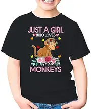 [Generic] Monkey Just A Girl Who Loves Monkeys Kids Shirt Girl Boy
