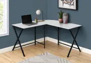 29.75" H Modern Corner L-Shaped Computer Desk - White Top / Black Metal
