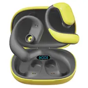 Elinz Air Conduction Sports Headphones Earbuds Open-Ear Design with Mic Bluetooth 5.3 Black & Yellow