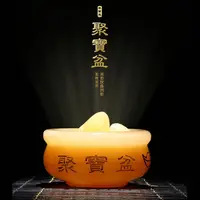 在飛比找PChome24h購物優惠-【哈生活】招財天然黃玉聚寶盆10cm+底座+6個元寶+碎黃水