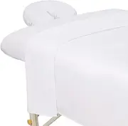 ForPro Premium Microfiber 3-Piece Massage Sheet Set, White, Ultra-Light, Stain and Wrinkle-Resistant, Includes Flat Sheet, Fitted Sheet, and Fitted Face Rest Cover 3 Piece Sheet Set White