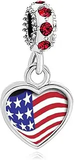 [CharmSStory] American USA US Flag Charms Heart Photo Beads for Bracelets