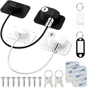 Safety Locks with Keys, 2 Pcs Fridge Lock, Child Safety Locks for Refrigerator, Cabinets, Drawers, Dishwasher, Toilet, Window (Black, White,2 Pcs)