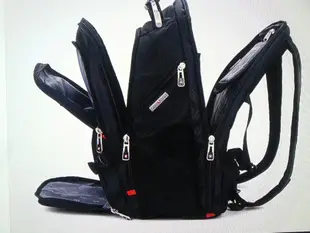 全新品瑞士十字品牌雙肩背包黑色系多袋容量，尺寸46x32x22公分，只有一件賣完即沒，虧本低價出賣，名品背包布料品質一流