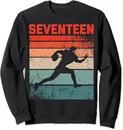 [X.Style] 17th Birthday Retro American Football 17 Years Old Boy Girl Sweatshirt ds395 Sweater (L) Black
