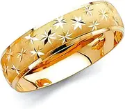 [JewelryWeb] 14k Yellow Gold 6mm Sparkle Cut Wedding Band Ring Size 10-Wedding-Band for Women and Men