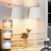Wireless Table Lamp Dimmable Touch Battery 3 Color Temperatures IP54 4800mAh Suitable for Indoor and Outdoor Rechargeable USB-C Metal Material White 2pcs