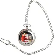 [WOFASHPURET] Pocket Watch Waistcoat Buckle Chains Watch with Chain Neck Digital Watch Engraved Watch for Men Watches Wallet Chain Watch Vintage Retro Watch Zinc Alloy Silver