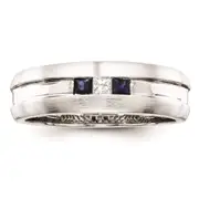 Sterling Silver Belle Amore Diamond u0026 Sapphire Men's Ring