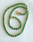 20.9ct Natural Round cut Emerald Tennis Necklace women in 925 sterling Silver.