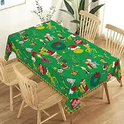 Heyfary Merry Christmas Tablecloth Xmas Green Elf Winter Birthday Party Decoration Holiday Home Kitchen Dining Room Rectangular Table Decor (60''×104'')
