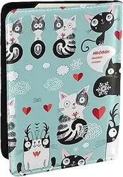 [JEJEA] Black and White Cats Print Travel Organizer Credit Cards Case Passport BookPassport Holder Cover Wallet forTraveling,, Black, One Size