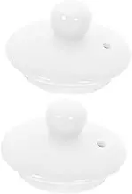 SOLUSTRE 2pcs Small Ceramic Teapot Lid with Tray Elegant Double Design for Loose Leaf Tea Easy to Clean Teapot Accessories for Home and Office Use