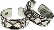 [TIBETAN SILVER] Authentic 925 Sterling Silver Fashion Toe Rings for Women & Teens Fine Engraving Ethnic Gypsy Boho Designer Modern Contemporary Adjustable Size Toe Ring Jewelry