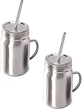 ABOOFAN 2 Pcs Stainless Steel Mason Jars Sublimation Mugs Useful Cups with Straw (500ml)