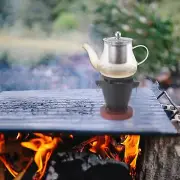 Camping Tabletop Fire with Wooden Base Coffee Cooker Fire for Camping