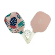 Good Vibes Pickle Ball Set Blush Palm Print 20x40cm Carbon Fibre Outdoor Game