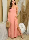 Mauve Pink Maxi Dress Size Medium Smocked Front Laced Back Split Leg