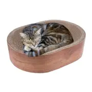 Cat Scratcher Bed 2 in 1 Oval Cat Scratch Pad Bowl Nest Corrugated Cardboard ...