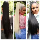 Extra long 30" straight drawstring ponytail wrap hairpiece Black Blonde Brown